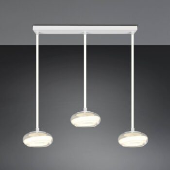 LED závesné svietidlo Tarsia, biela matná, dĺžka 91 cm, sklo, 3-pl.