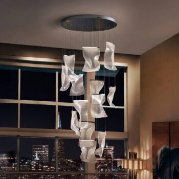 LED závesné svietidlo Velos II, 13 svetiel, chróm, stmievateľné, plast