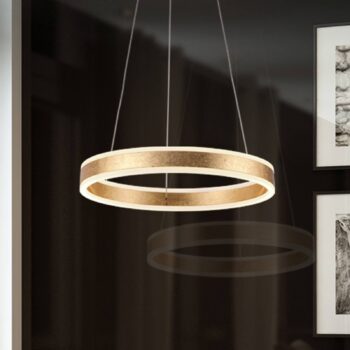 LED závesné svietidlo, zlatá farba, Ø 50 cm, kov