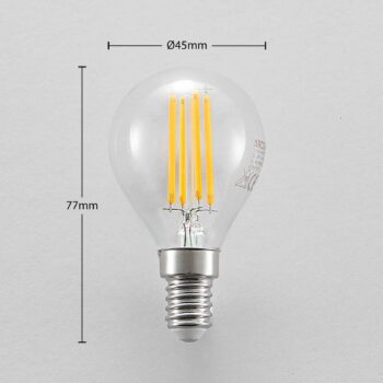 LED žiarovka E14 P45, 4W, číra, 2 700K, stmievateľná, sada 2 ks
