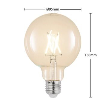 LED žiarovka E27 4W 2700K G95 Globe, vlákno, číra