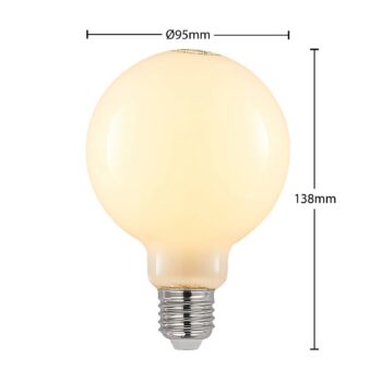 LED žiarovka E27 8W 2700K G95 Globe, stmievateľné, opálová