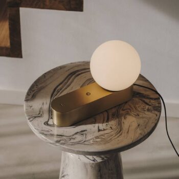 LEDS-C4 LED stolová lampa Perlina, zlatá farba, dĺžka 22,8 cm