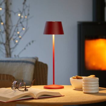 LOOM DESIGN LED dobíjacia terasová lampa Modi rubínovo červená 36 cm CCT