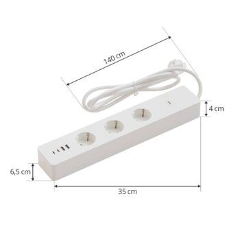 LUUMR Inteligentná zásuvková lišta Lykka, EU, USB, WiFi, Tuya