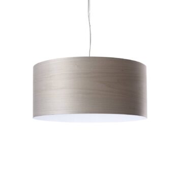 LZF LED závesné svietidlo Gea, sivá, Ø 42 cm, drevo