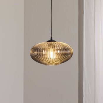 Lampa do jedálne Coco, Ø 30 cm, čierna/dymovo sivá, sklo