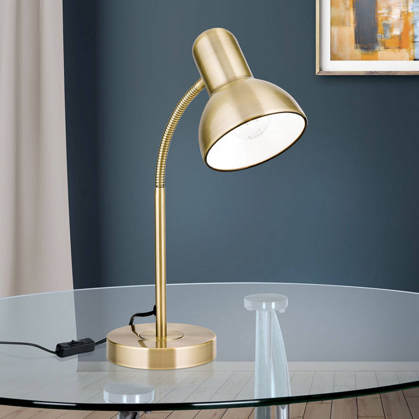 Lampa na písací stôl Nemo, flexibilná, mosadz Lampa na písací stôl Nemo, flexibilná, mosadz