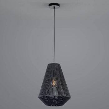 Lanové závesné svetlo z papiera, čierne, Ø 33 cm