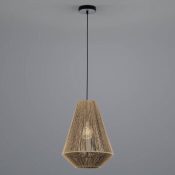 Lanové závesné svetlo z papiera, hnedé, Ø 33 cm