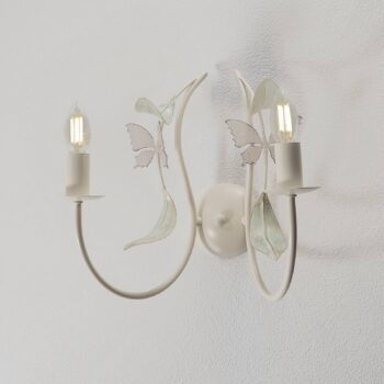 Letné nástenné svietidlo, biela/zelená/ružová, šírka 25 cm, oceľ, 2 svetlá