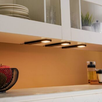 Lindby Amaryll LED svietidlo pod skrinku, sada 3 ks, čierna