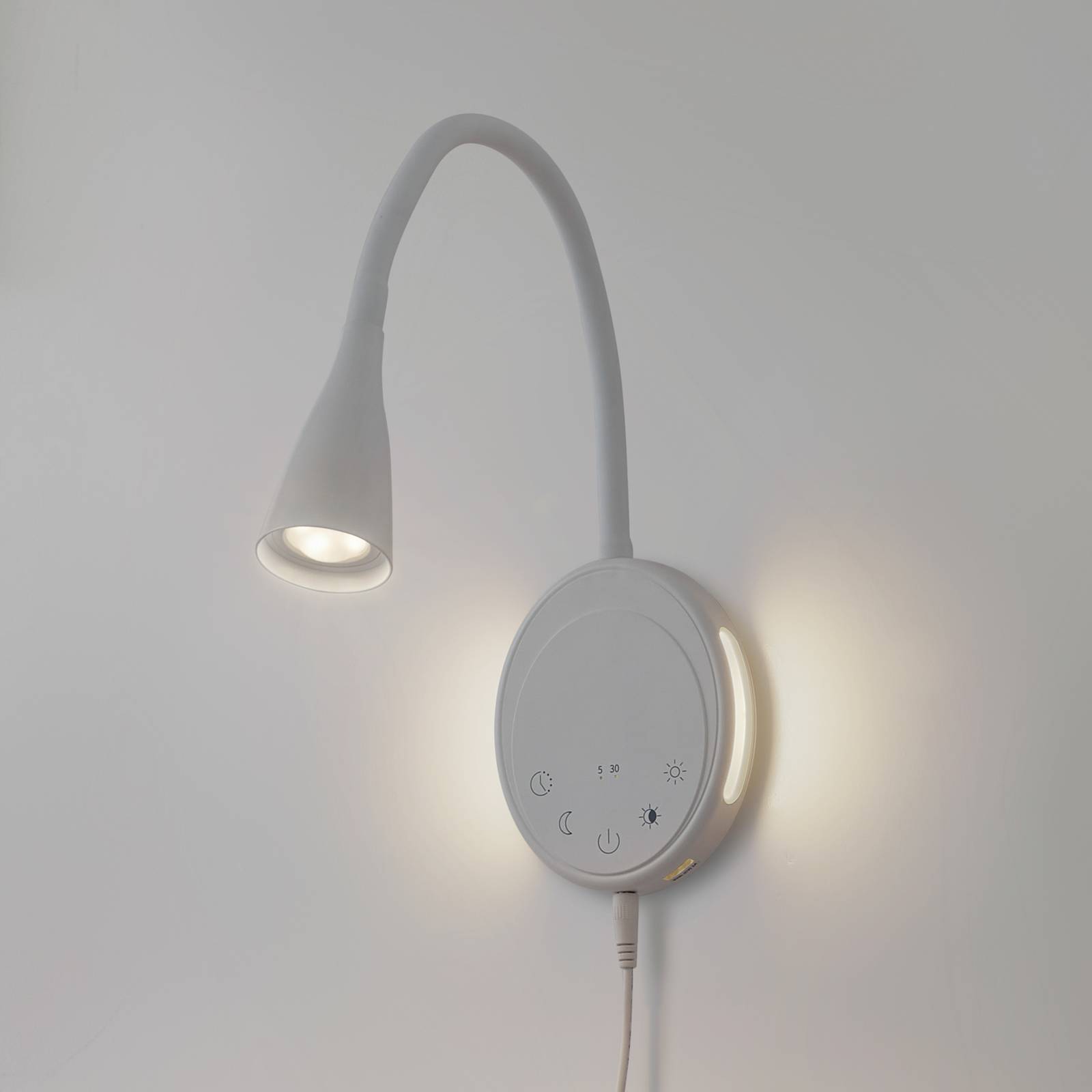 Lindby LED lampa na citanie Zayna, biela, CCT, USB, stmievateľné, časovač Lindby LED lampa na citanie Zayna, biela, CCT, USB, stmievateľné, časovač