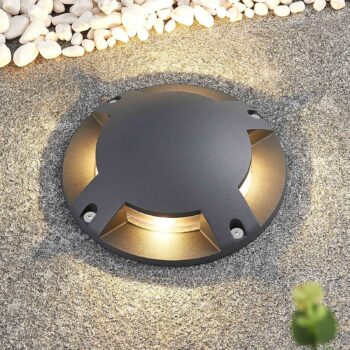 Lindby LED podlahové bodové svietidlo Cormac, 4 svetlá, Ø 21 cm, IP67