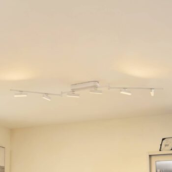 Lindby LED reflektor Eldrin, biely, 6 svetiel, svetelný pás