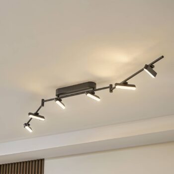 Lindby LED reflektor Eldrin, čierny, 6 svetiel, svetelný pás