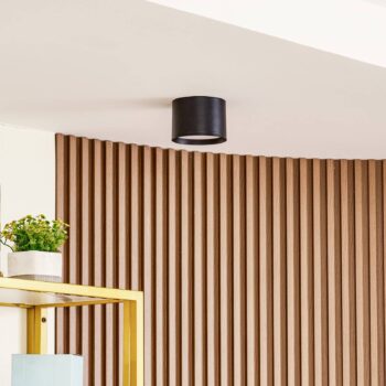 Lindby LED reflektor Nivoria, Ø 12 cm, 15 W, čierny, kov