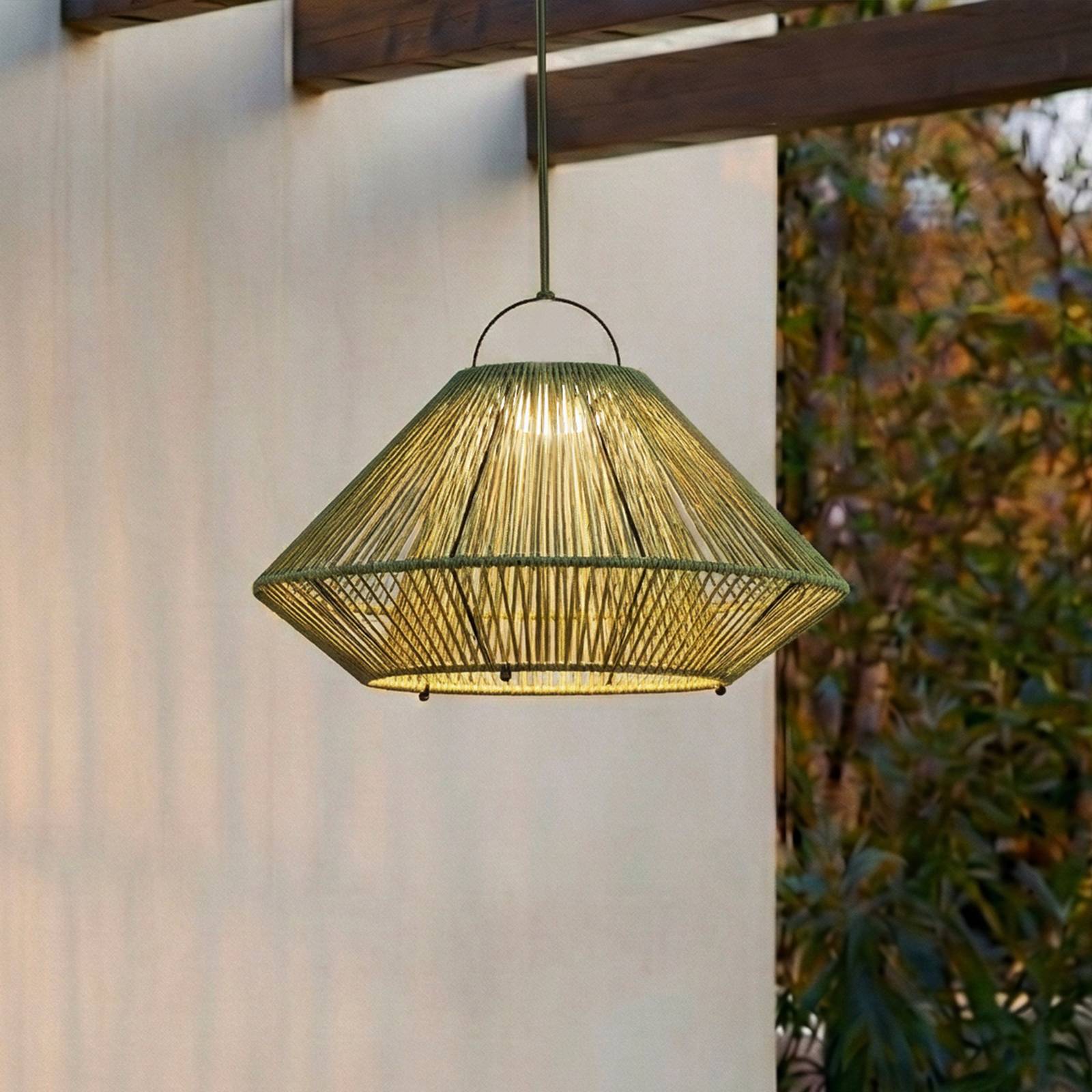 Lindby LED solárna závesná lampa Austas, zelená, Ø 50 cm, USB, IP54 Lindby LED solárna závesná lampa Austas, zelená, Ø 50 cm, USB, IP54