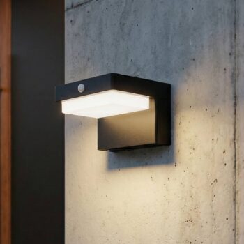 Lindby LED solárne nástenné svietidlo Eleazar, čierne, senzor, stmievateľné