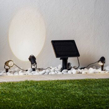 Lindby LED solárne zemné svetlo Malida, sada 3 ks, čierna