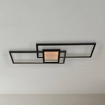 Lindby LED stropné svietidlo Emiljan, čierne, kov, stmievateľné