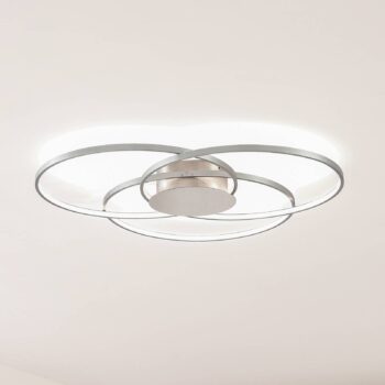 Lindby LED stropné svietidlo Riley, farba hliníka, kov, stmievateľné