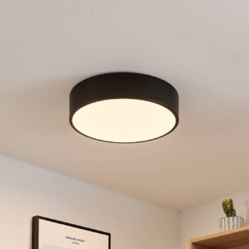 Lindby LED stropné svietidlo Simera, Ø 30 cm, čierna, biela