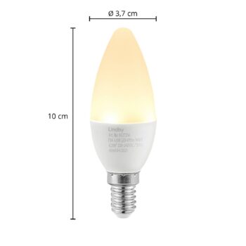 Lindby LED žiarovka, E14, C35, 4,5 W, opál, 3 000 K