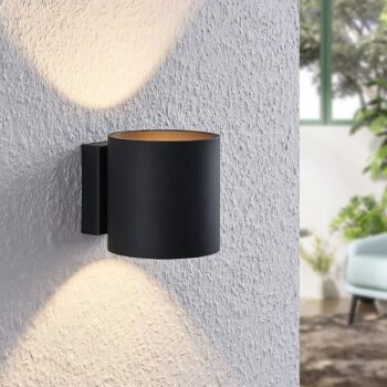 Lindby Mirza nástenné svetlo hliník okrúhle čierne