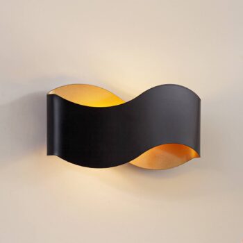 Lindby Nástenné svetlo Dailin, čierna/zlatá, 30 cm, kov