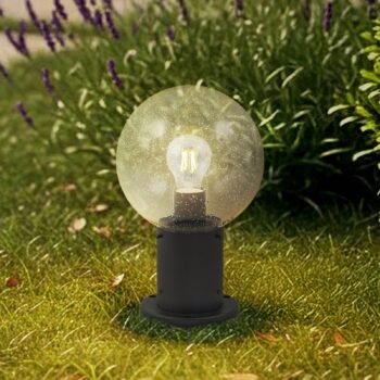 Lindby Podlahová lampa Dangan, čierna/číra, výška 32 cm, sklo