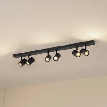 Lindby Stropné bodové svetlá Kardis, tmavošedé, 6-pl., kovové, GU10