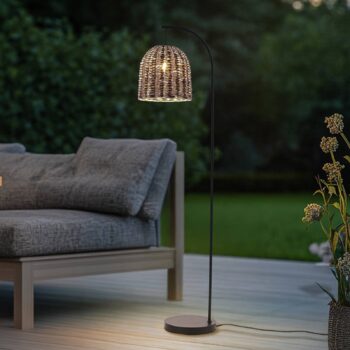 Lindby Vonkajšia stojaca lampa Taryn, hnedá, plast, IP44 172 cm