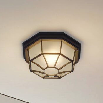 Lindby Vonkajšie stropné svietidlo Idril, antracitová farba, kov, Ø 26,5 cm