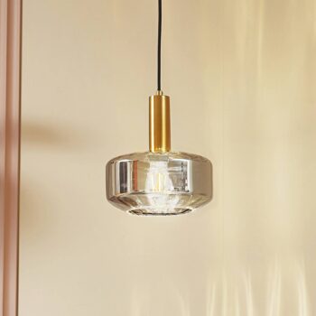 Lindby Závesné svietidlo Hildur, Ø 22 cm, 1-pl., dymovošedé, sklo