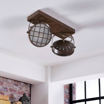 Lindby bodové svetlá Tamin, farba hrdza, 2-pl. bodové svetlá, sklo, G9