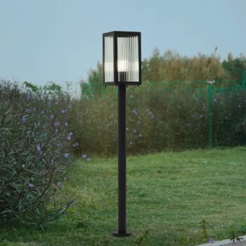 Lindby chodníkové svetlo Bolgar, čierne, kov, sklo, 15 cm