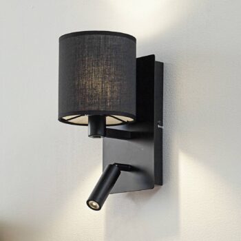 Lindby nástenné svetlo Aiden, 30 cm, čierne, LED lampa na citanie, E14