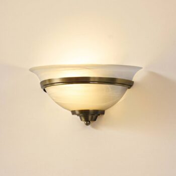 Lindby nástenné svetlo Irimia, 31 cm, starý mosadz, sklo