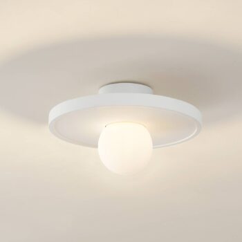 Lindby nástenné svetlo Nielson, biele, sadra, Ø 28 cm