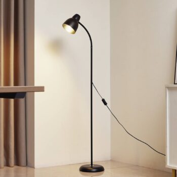 Lindby stojaca lampa Tebbi, čierna, kov, výška 150 cm