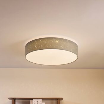 Lindby stropné LED svetlo Ellamina, 60 cm, svetlošedá, textil