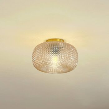 Lindby stropné svietidlo Hildur, Ø 25 cm, jantárové, sklo