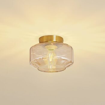 Lindby stropné svietidlo Hildur, jantárové, sklo, Ø 22 cm