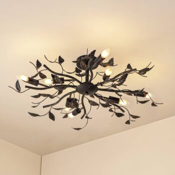 Lindby stropné svietidlo Yos, 8-pl., 85 cm, čierno-zlaté, E14