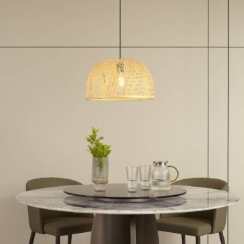 Lindby závesné svietidlo Dabila, bambus, Ø 45 cm, E27