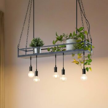 Lindby závesné svietidlo Kirista, 5-pl., čierna, 100 cm, E27