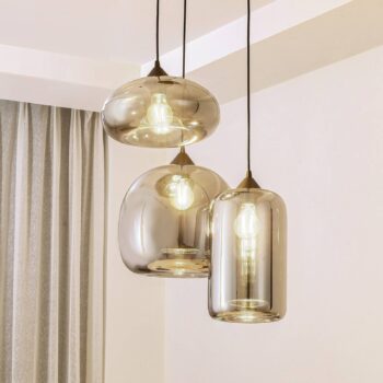 Lindby závesné svietidlo Marla, kruhové, sklo, dymově šedé, 50 cm