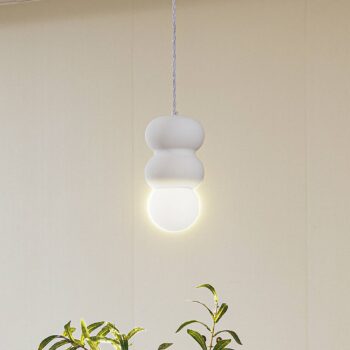 Lindby závesné svietidlo Nielson, Ø 12 cm, biela, sadra