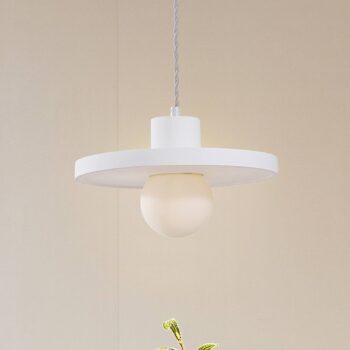 Lindby závesné svietidlo Nielson, Ø 28 cm, biela, sadra